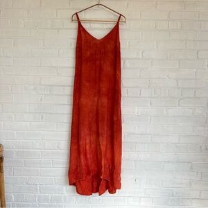 Hand dyed persimmon linen dress